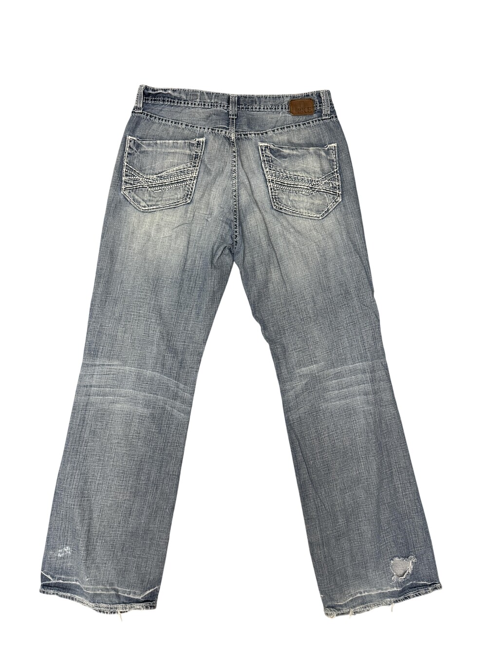 BKE Tyler Jeans Mens 36x33 Blue Denim Relaxed bootcut Distressed Medium Wash